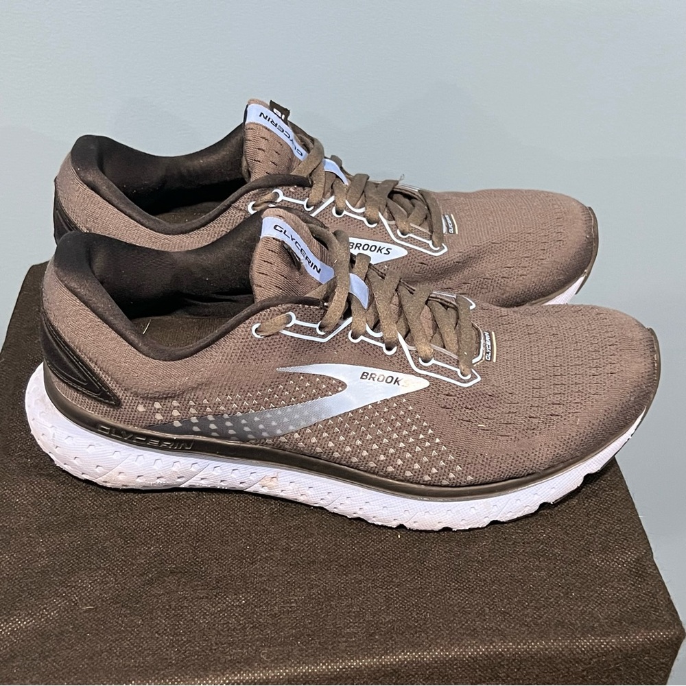 Brooks Glycerin 18 Womens 10.5 Wide Running Shoes Sneakers Gray and Light Blue - Picture 4 of 11